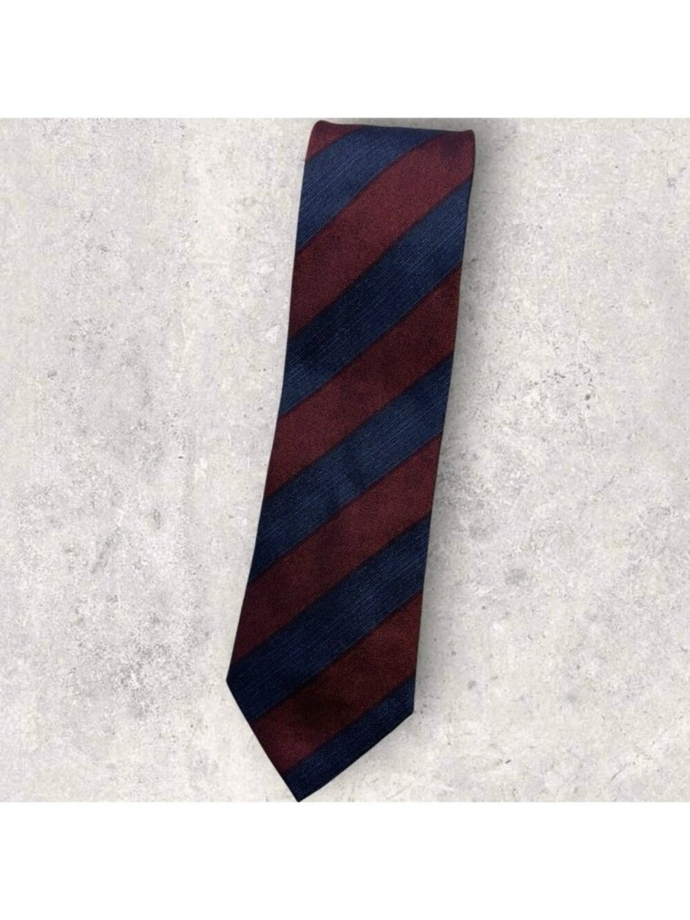 BOGGI Silk Tie ITALY Blue Burgundy Striped W:3.5" EUC